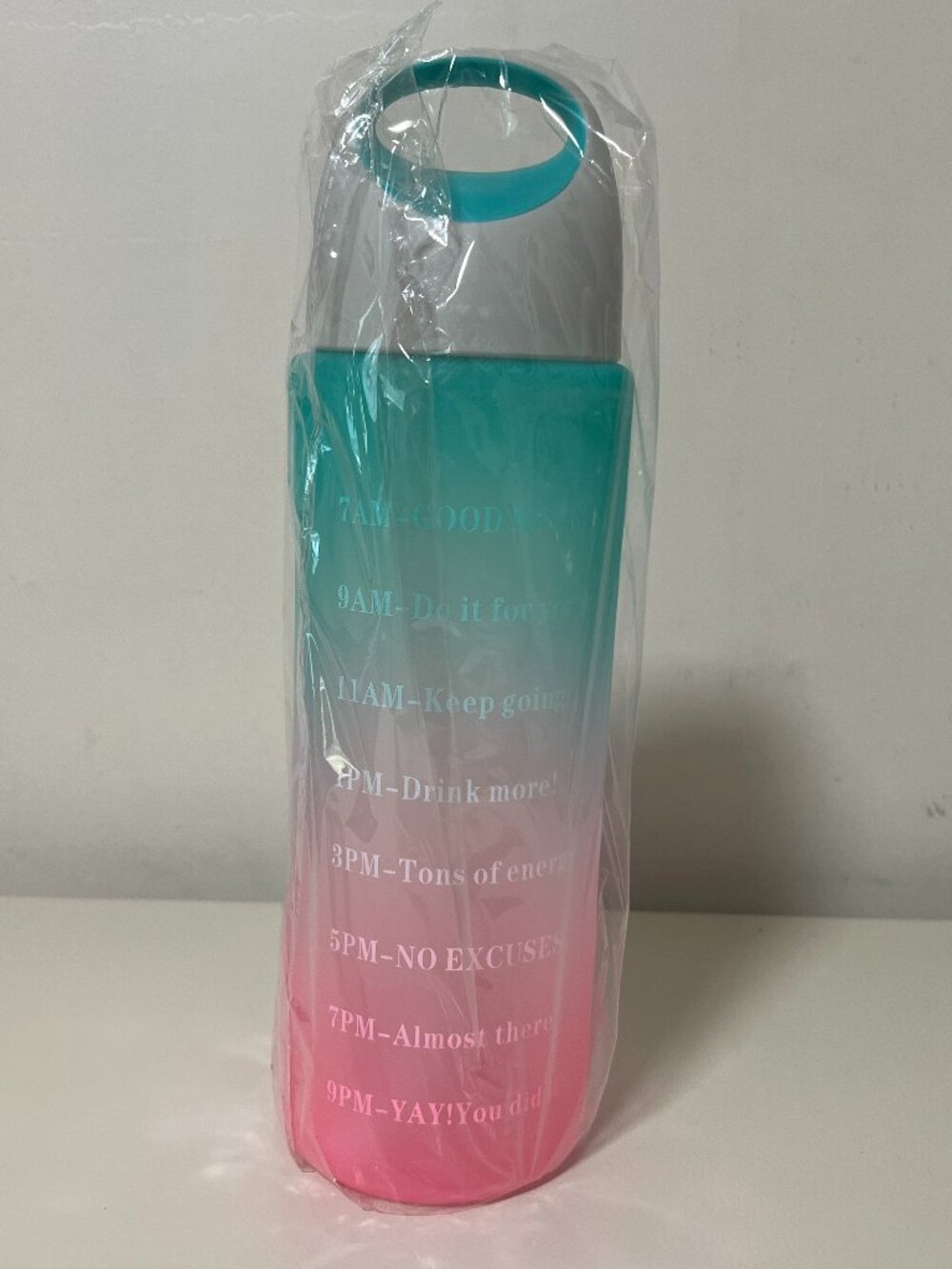Motivational Half Gallon Water Bottle 64oz with Straw Time Marker New